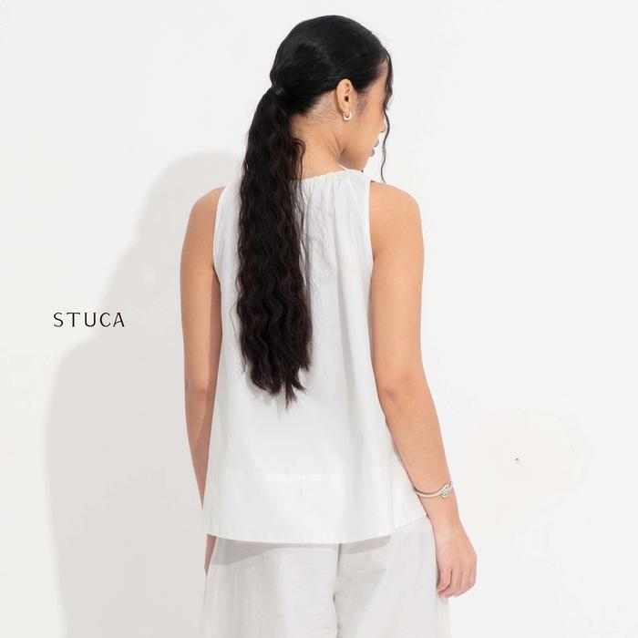 STUCA – Atasan Wanita – Arlo Top (Gathered Neck Sleeveless Top) - BROKEN WHITE, S-M