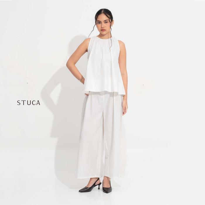 STUCA – Atasan Wanita – Arlo Top (Gathered Neck Sleeveless Top) - BROKEN WHITE, S-M