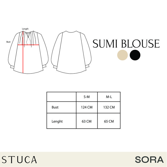 STUCA – Atasan Wanita – Sumi Top (Pleated Blouse with Ribbon Neck Detail) - Taupe, S-M
