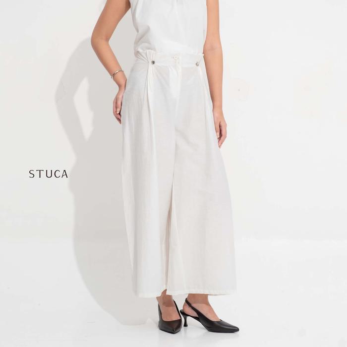 STUCA – Celana Wanita – Miro Pants (Palazzo Pants with Front Pleats) - BROKEN WHITE, 26