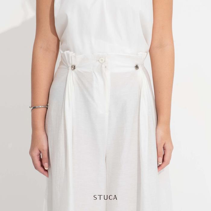 STUCA – Celana Wanita – Miro Pants (Palazzo Pants with Front Pleats) - BROKEN WHITE, 26