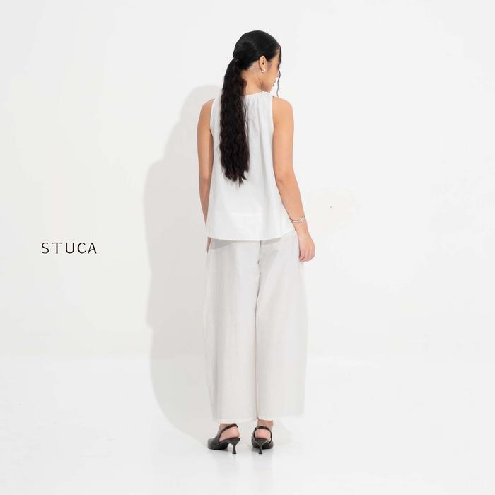 STUCA – Celana Wanita – Miro Pants (Palazzo Pants with Front Pleats) - BROKEN WHITE, 26