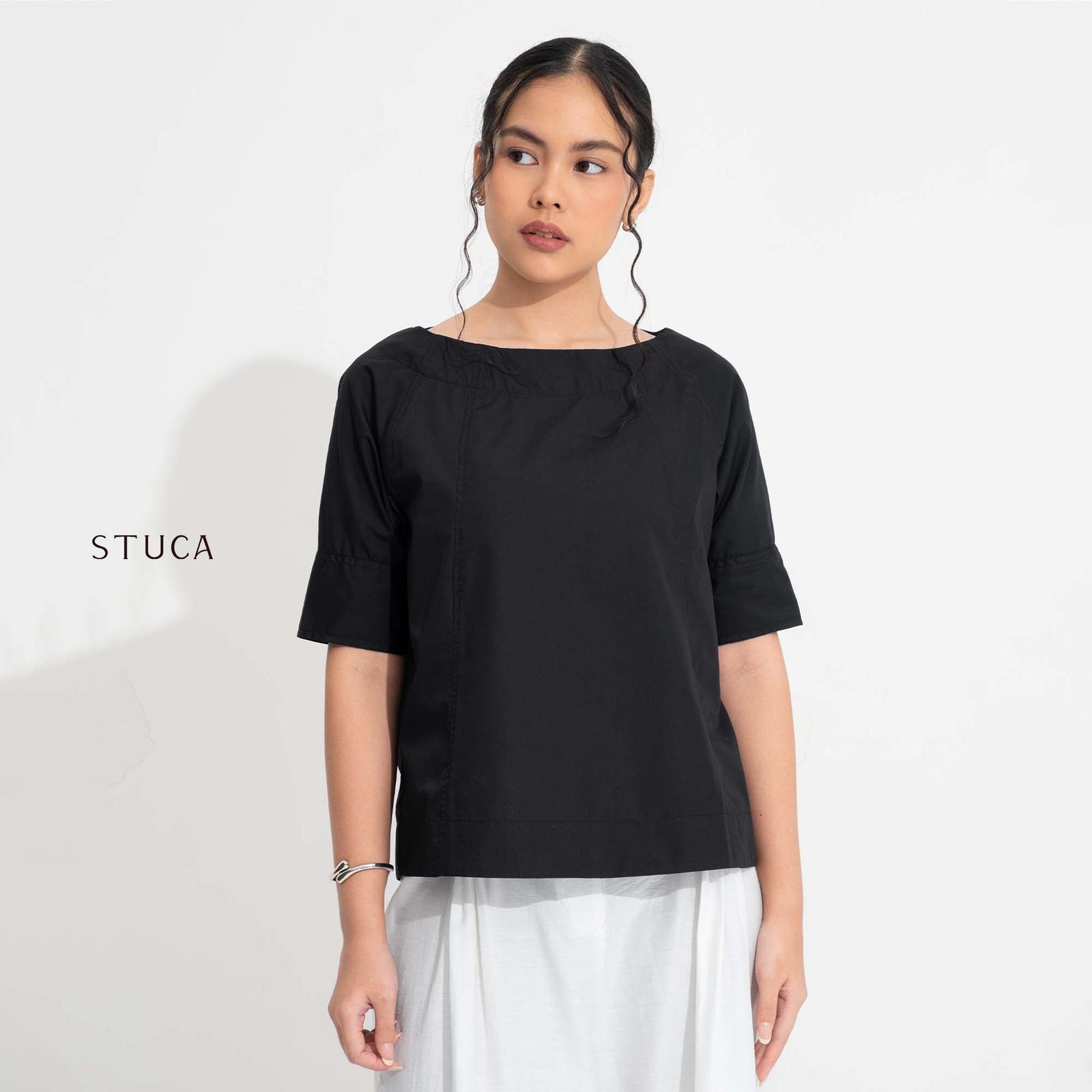 STUCA – Atasan Wanita – Luma Top (Curved Round Neck Top) - Black, S-M