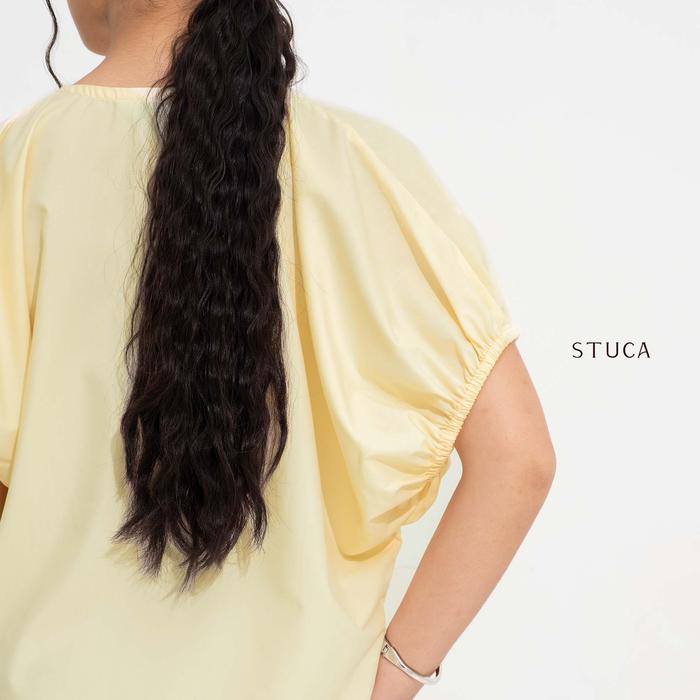 STUCA – Atasan Wanita – Kaze Top (Minimalist V-Neck Pleated Top) - Butter Yellow, S-M