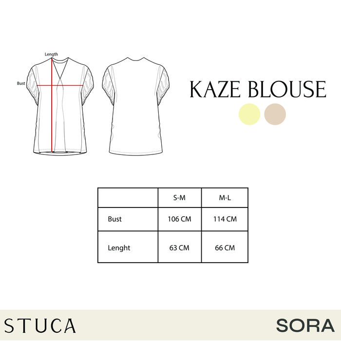 STUCA – Atasan Wanita – Kaze Top (Minimalist V-Neck Pleated Top) - Butter Yellow, S-M