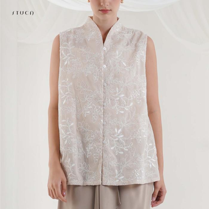 STUCA – Baju Lebaran – Camelia Top (Embroidered Cotton Sleeveless Top) - Pink