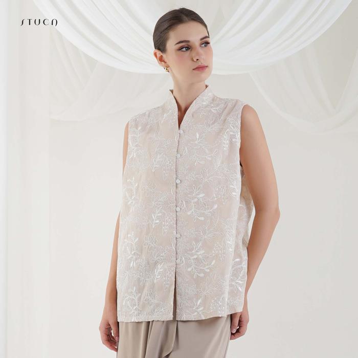 STUCA – Baju Lebaran – Camelia Top (Embroidered Cotton Sleeveless Top) - Pink