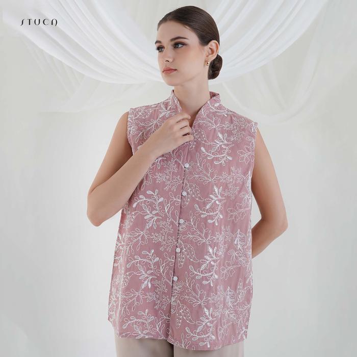 STUCA – Baju Lebaran – Camelia Top (Embroidered Cotton Sleeveless Top) - Pink