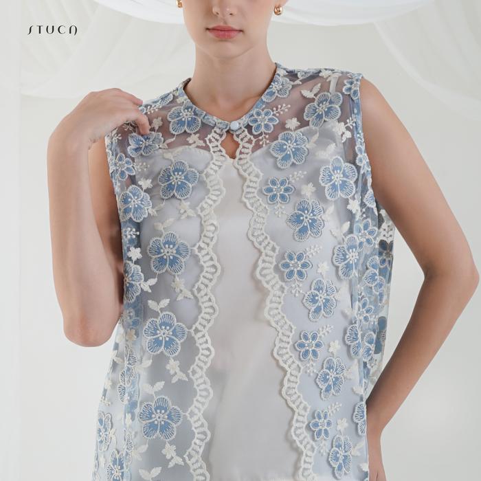 STUCA – Baju Lebaran – Jane Top (Embroidered Tulle Sleeveless Top) - Blue
