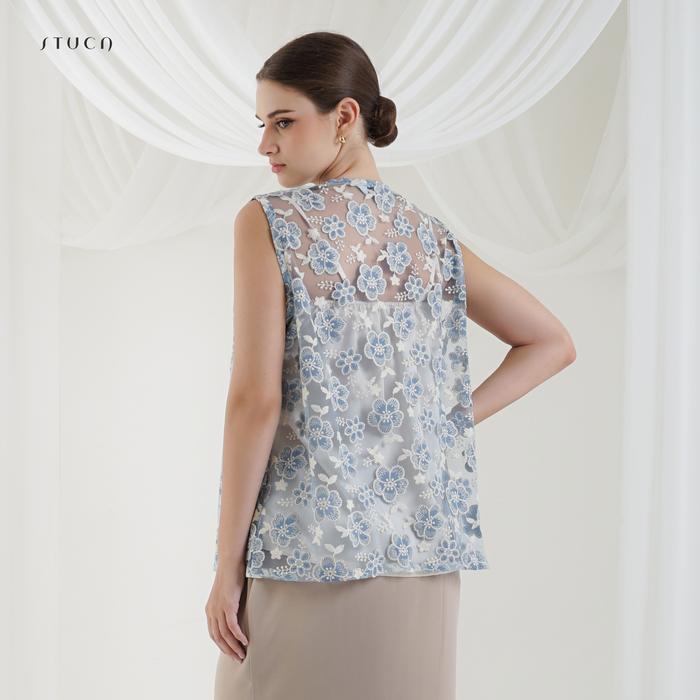STUCA – Baju Lebaran – Jane Top (Embroidered Tulle Sleeveless Top) - Blue