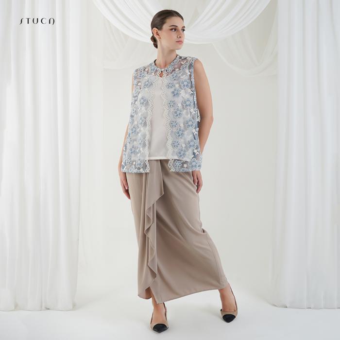 STUCA – Baju Lebaran – Jane Top (Embroidered Tulle Sleeveless Top) - Blue