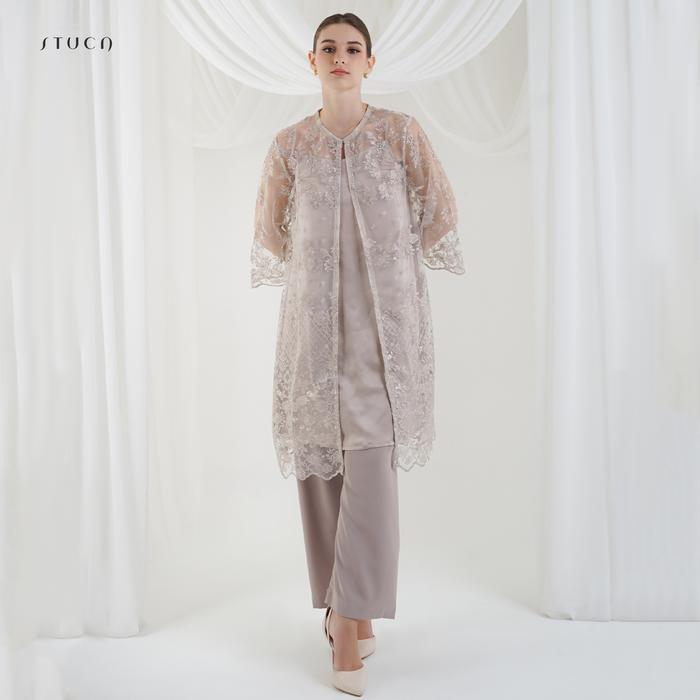 STUCA – Dress Lebaran – Zeirah Dress (Lace Outer Dress) - Cream