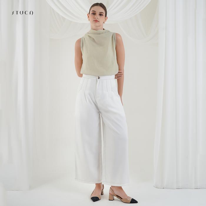 STUCA – Celana Wanita – Thyr Pants (Straight Pleated with Contrast Stitch Pants) - Khaki, 26 foto 6