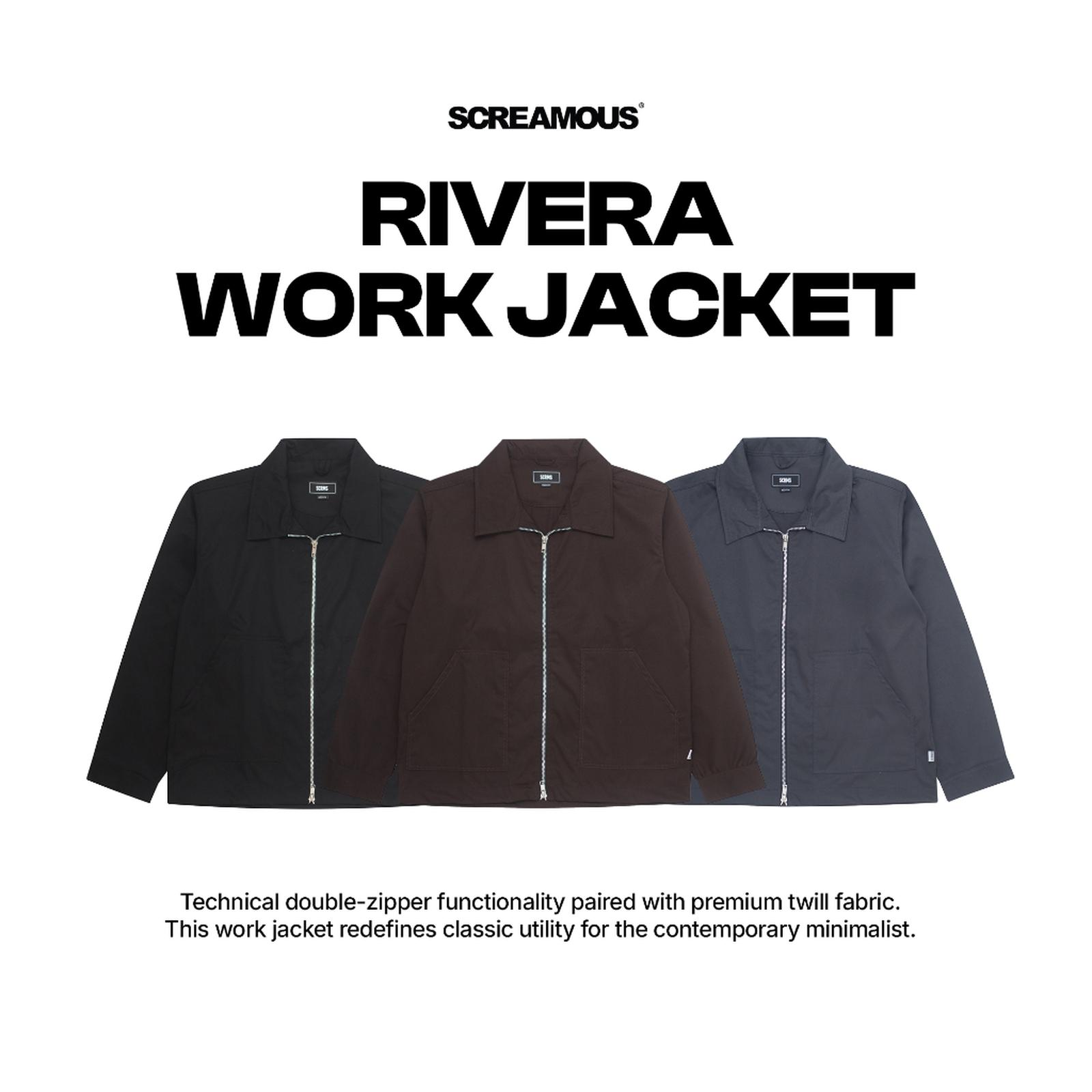 Screamous Work Jacket Double Zipper RIVERA Boxy Fit - BLACK, S