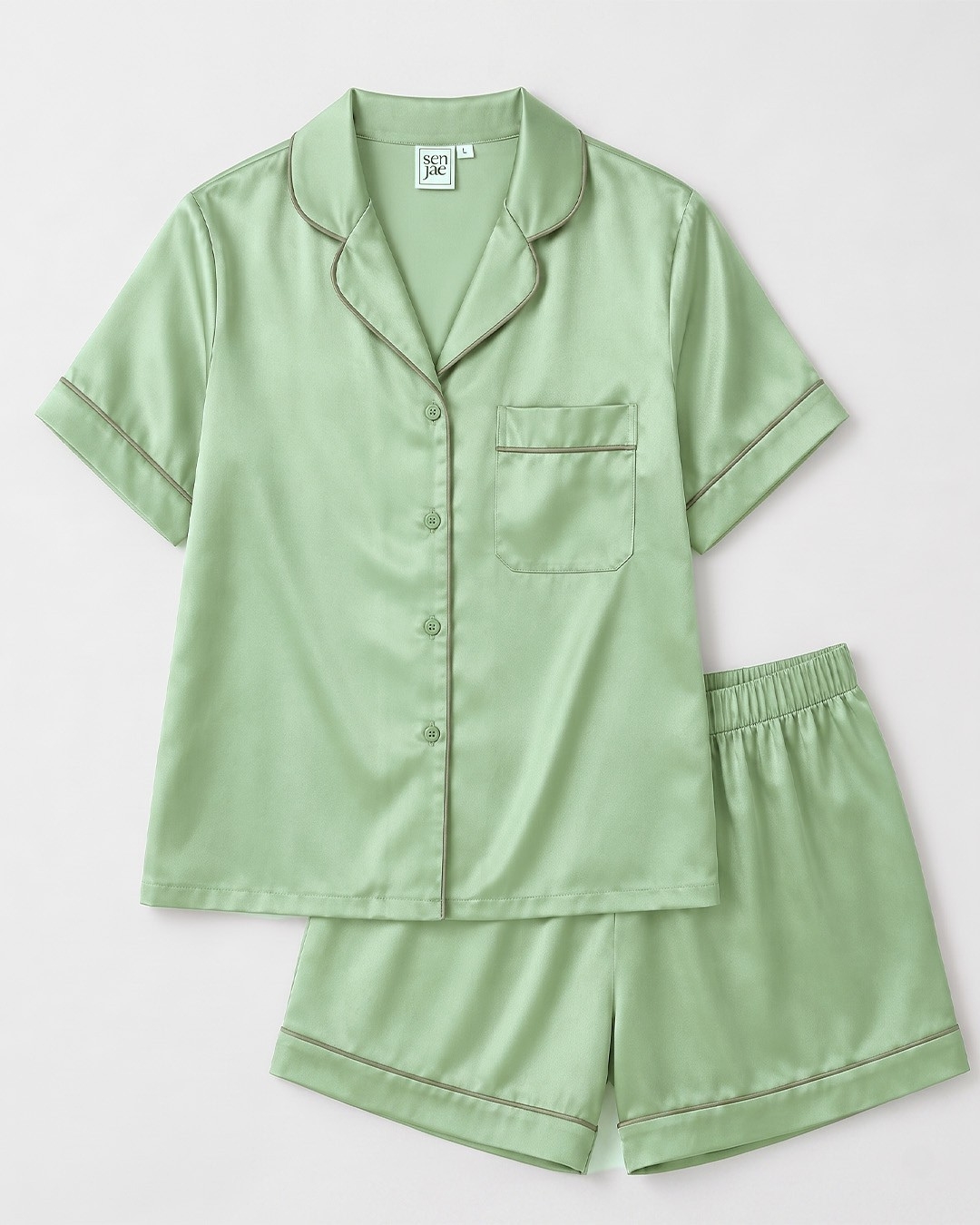 Piyama Satin Sage Green
