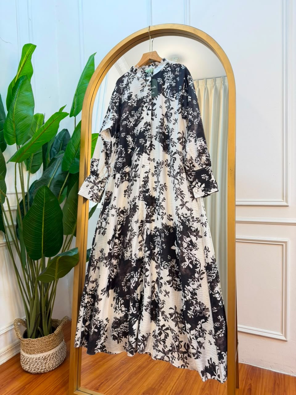 Long dress corak bunga