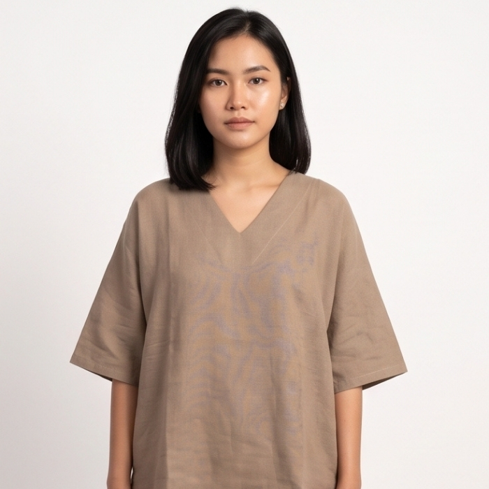 BLOUSE LINEN OVERSIZED TAUPE