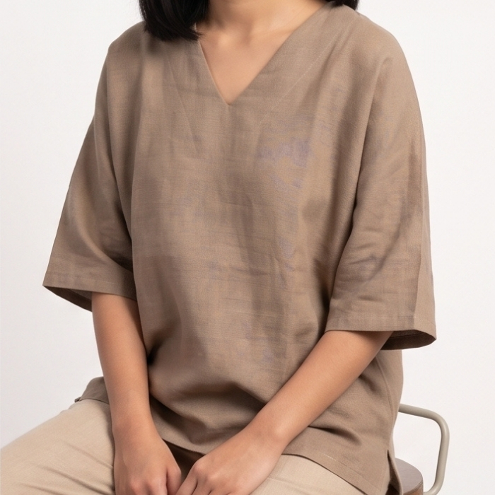 BLOUSE LINEN OVERSIZED TAUPE