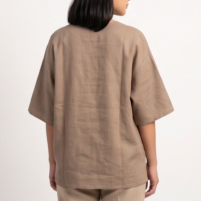BLOUSE LINEN OVERSIZED TAUPE
