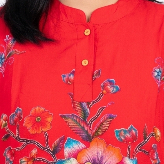 DASTER BATIK LENGAN PENDEK MERAH