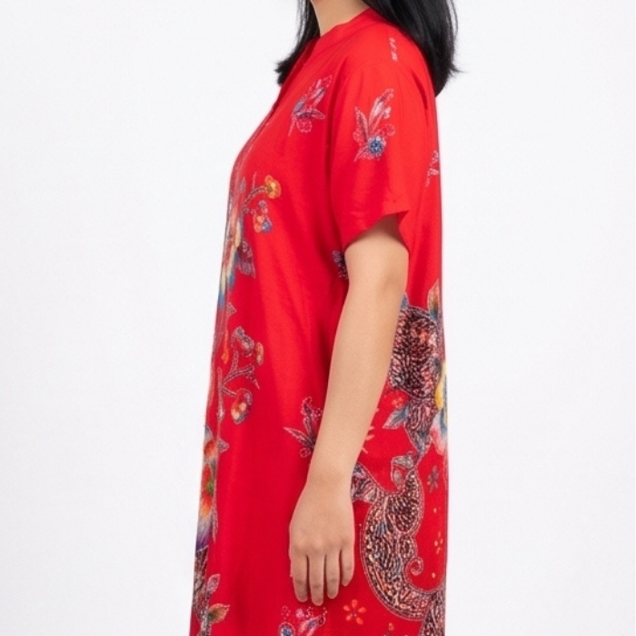 DASTER BATIK LENGAN PENDEK MERAH