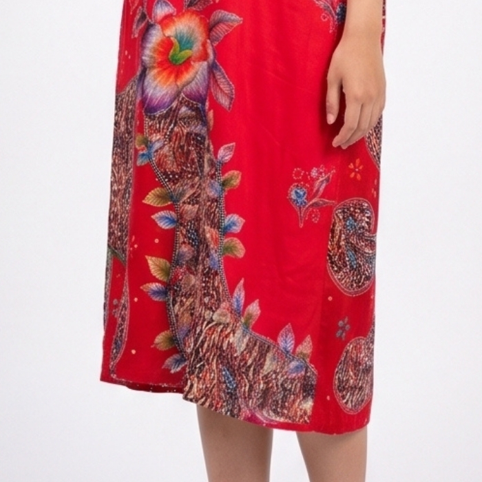 DASTER BATIK LENGAN PENDEK MERAH