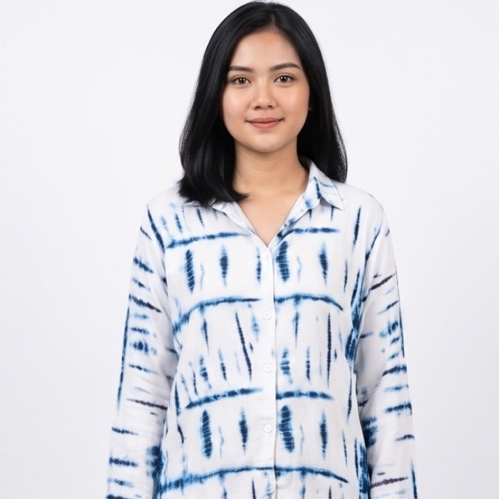 PIYAMA SET PANJANG TIE DYE INDIGO