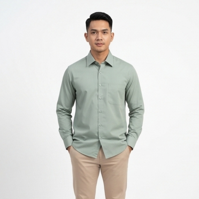 KEMEJA FORMAL LENGAN PANJANG SAGE GREEN