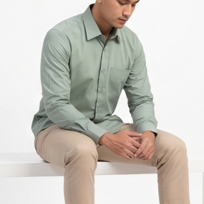 KEMEJA FORMAL LENGAN PANJANG SAGE GREEN