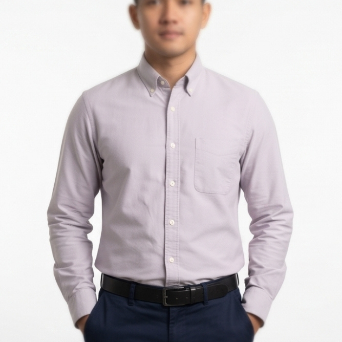 UNIQLO KEMEJA OXFORD LENGAN PANJANG LIGHT GREY