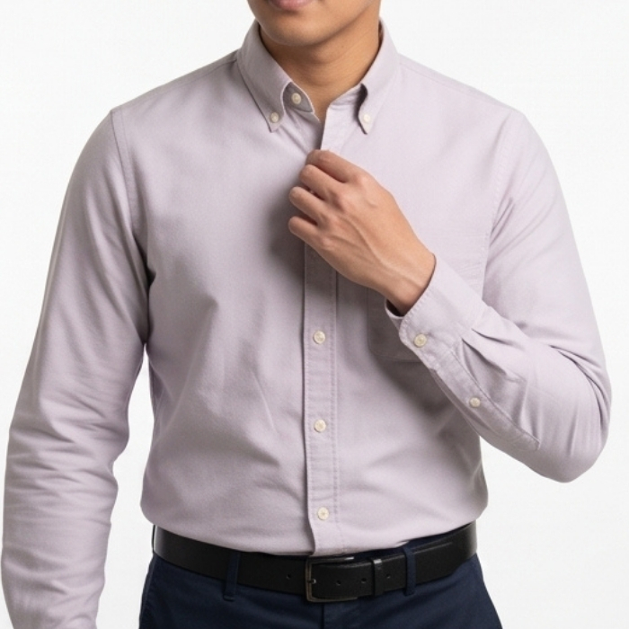 UNIQLO KEMEJA OXFORD LENGAN PANJANG LIGHT GREY
