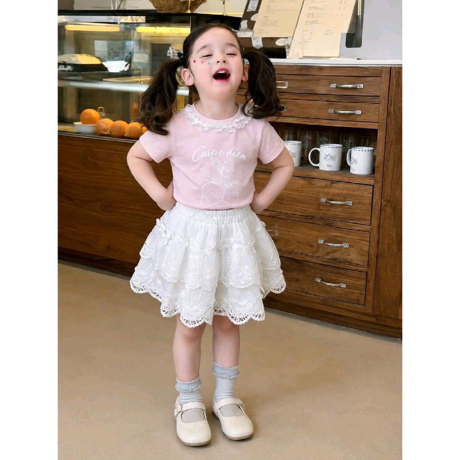 [1-4th] ROUBAO SETELAN ROK PREMIUM USIA 1-4 TAHUN - DUSTY PUTIH, NO.13 [est 4-5th]