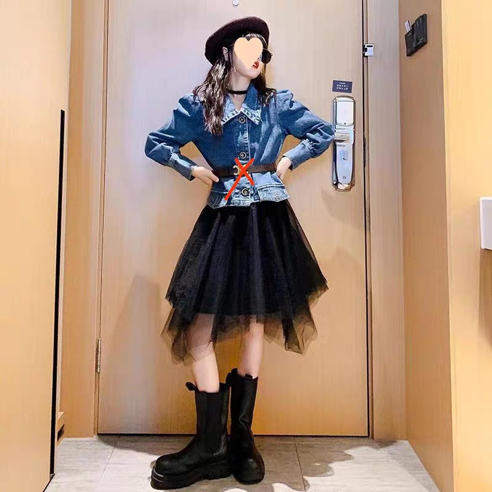 SETELAN ROK FASHION PREMIUM USIA 4-8 TAHUN - BLUE JEANS, 110