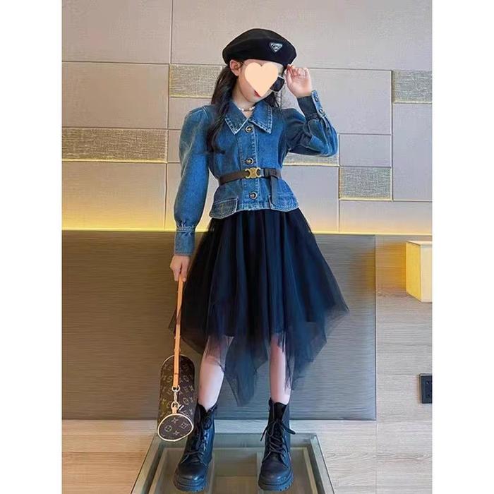 SETELAN ROK FASHION PREMIUM USIA 4-8 TAHUN - BLUE JEANS, 110 foto 4