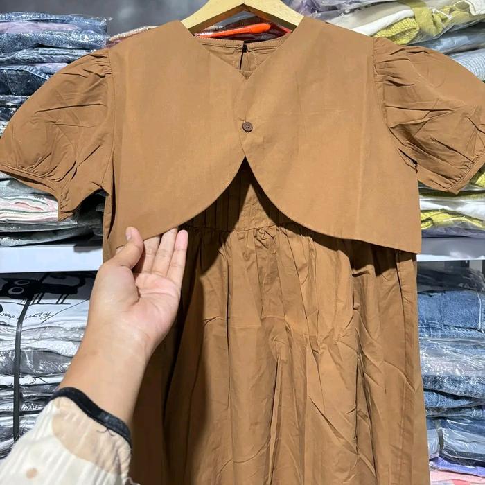 DRESS 2IN1 BKK COKLAT PREMIUM USIA 6.8.9.10 TAHUN - COKLAT, 120 foto 3