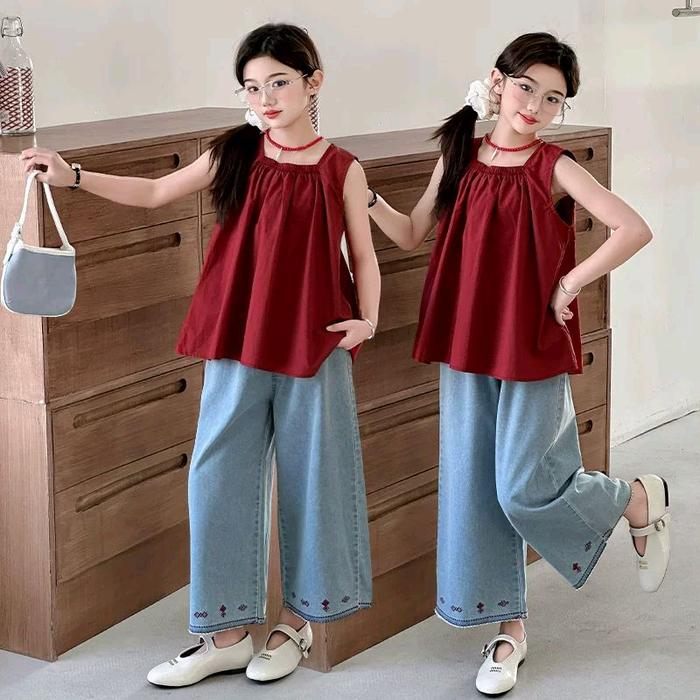 [6-9th] SETELAN KUTUNG MERAH OVERSIZE PREMIUM USIA 6-9 TAHUN - MERAH, 130 (est 6th) foto 4