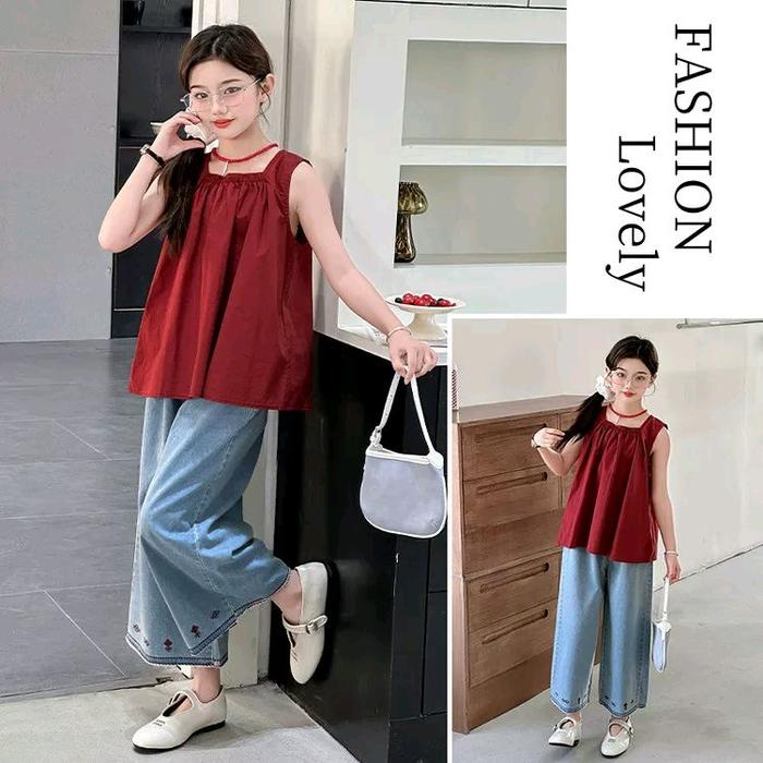 [6-9th] SETELAN KUTUNG MERAH OVERSIZE PREMIUM USIA 6-9 TAHUN - MERAH, 130 (est 6th) foto 5