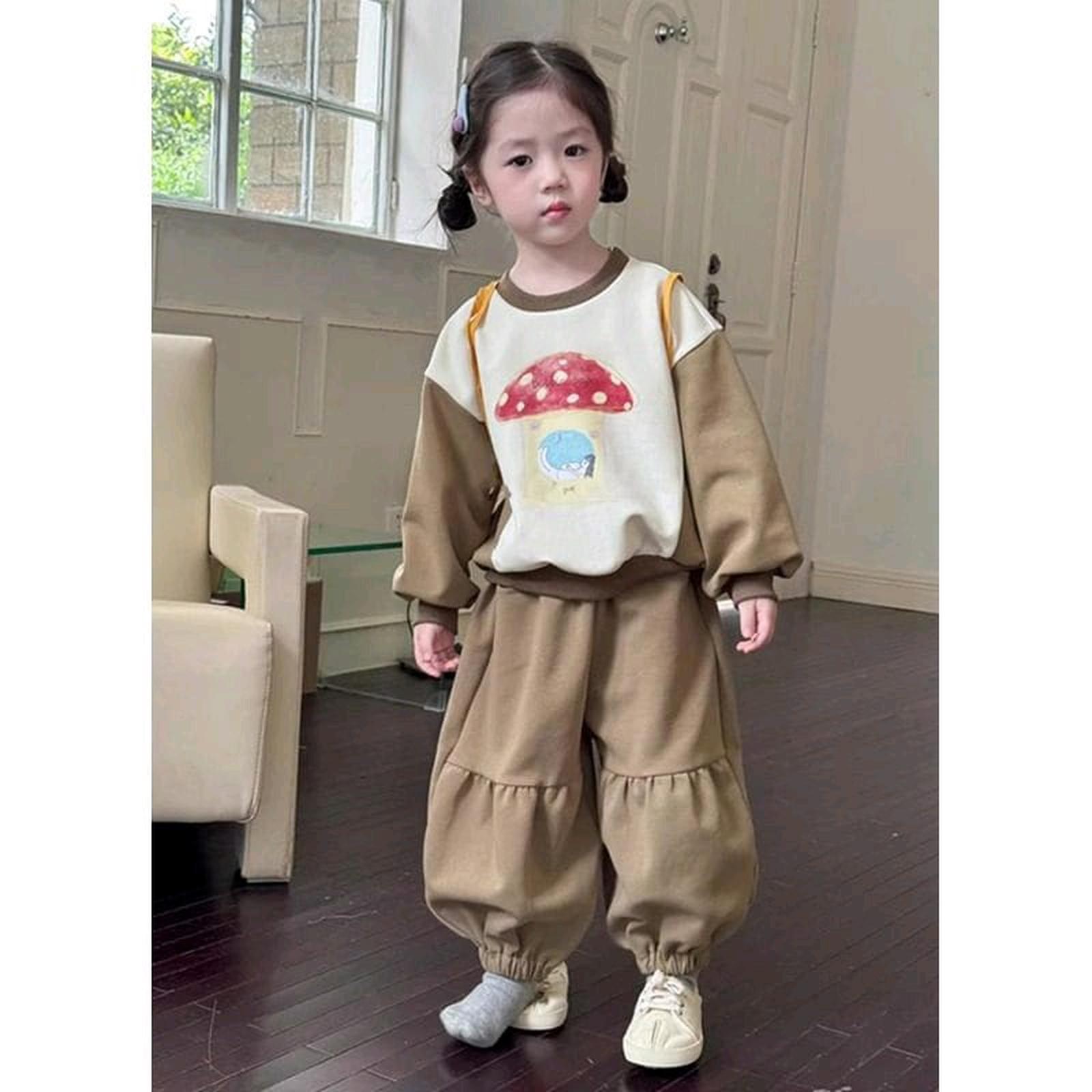[2-6th] SETELAN SWEATER JAMUR PREMIUM USIA 2-6 TAHUN - OLIVE, 110