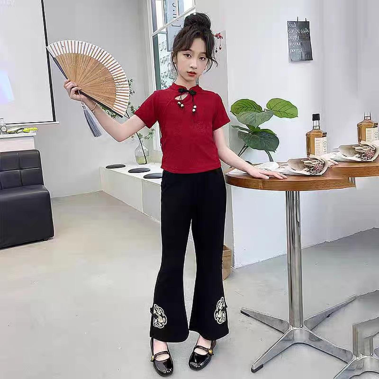 SETELAN CROP CHEONGSAM PREMIUM USIA 6.7.8.9.10 TAHUN - MERAH A, 140