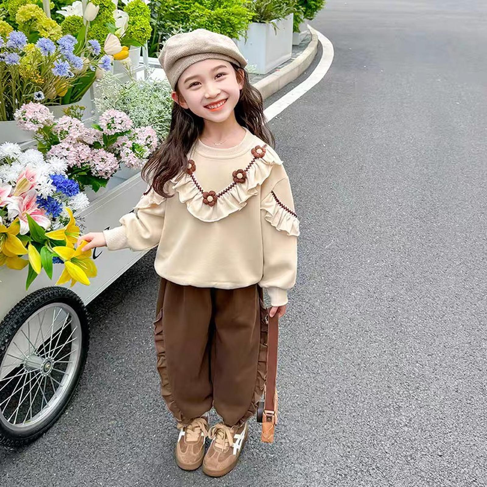SETELAN SWEATER BUNGA PREMIUM USIA 1.2.3. TAHUN - COKLAT, L