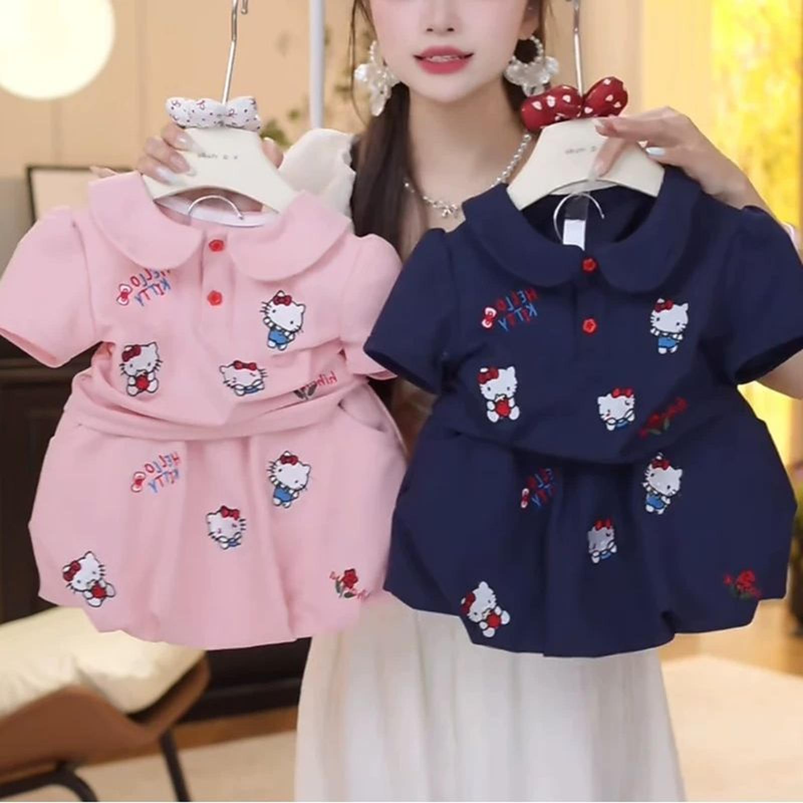 [3-8th) SETELAN ROK HK OVERSIZE PREMIUM USIA 3-8 TAHUN - NAVY, 140 [est 7th]