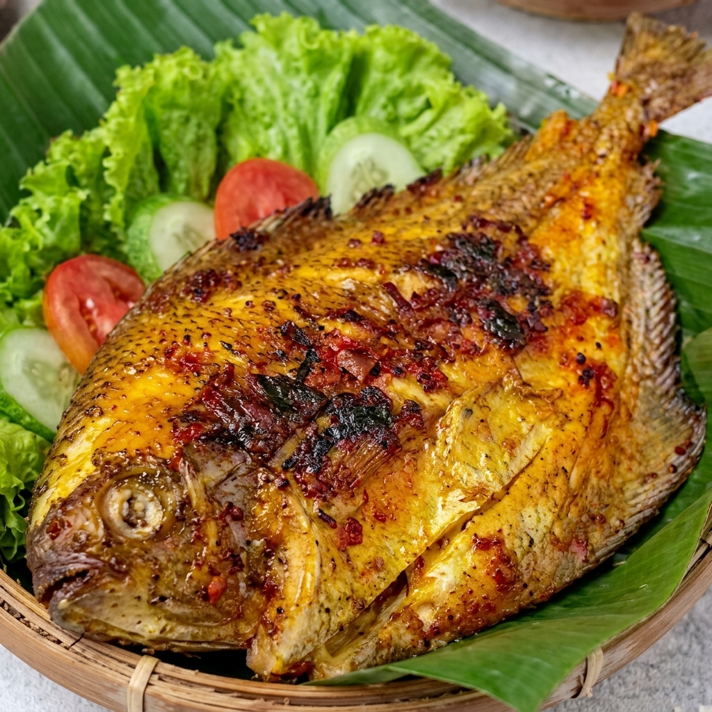 Ikan Bawal Tawar Bakar